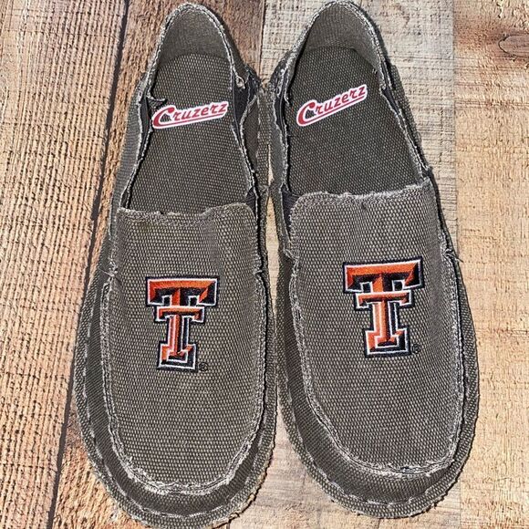 Men's TEXAS TECH Slip On Canvas Loafer Shoes Tan cruzerz NEW - Picture 2 of 12